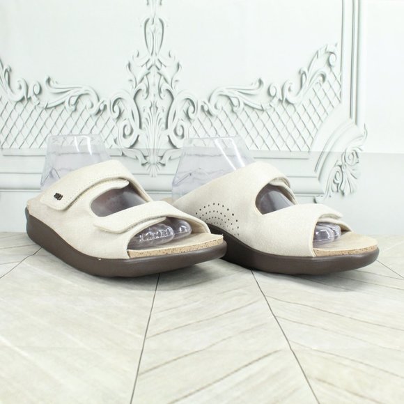 SAS Cozy Cream Leather Hook Loop Double Strap Slip On Slides Sandals Size 10 N - Picture 3 of 9